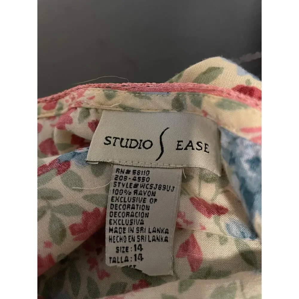 Studio Ease Dress Womens 14 Yellow Floral Tiered Maxi Boho Cottagecore Y2K - Picture 3 of 8